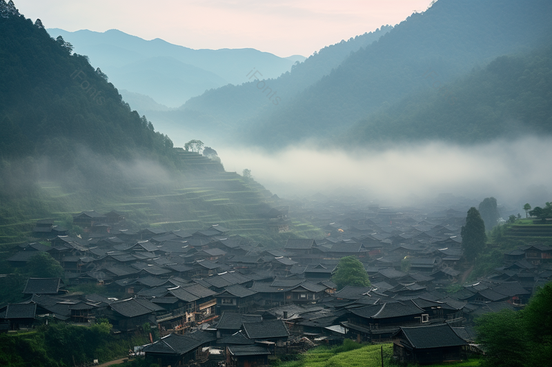 山川深处旅游胜地古镇古寨居住特色建筑风光,高清,摄影图,摄影图片,图片大全,摄影图免费下载